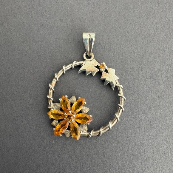 Citrine and Sterling Silver Artisan Pendant - Picture 2 of 6